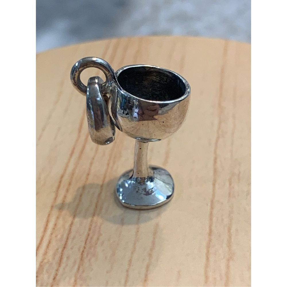 .925 Wine Glass Sterling Silver Jewelry Charm